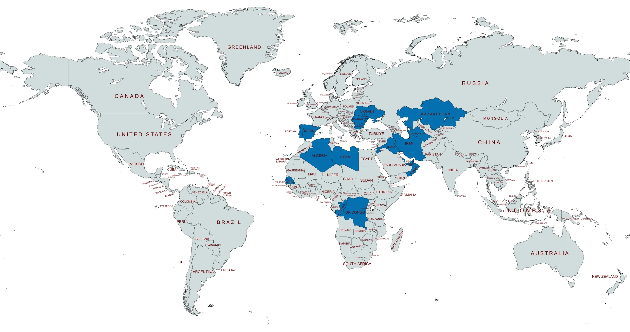 World map showing Metering Systems projects across the globe